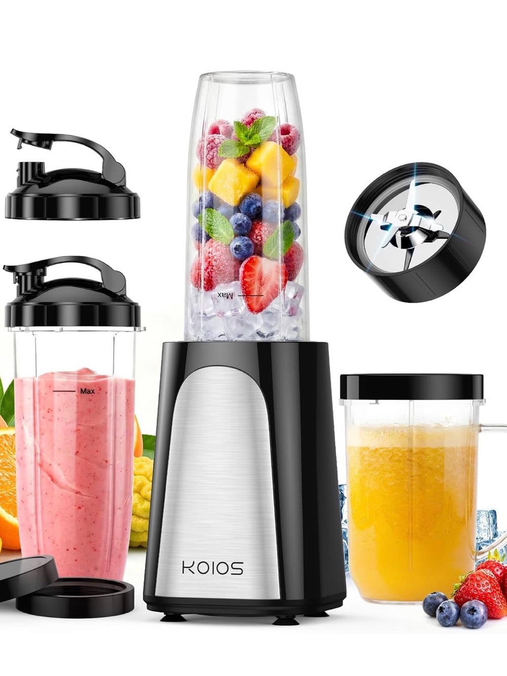 KOIO Black Personal Blender with Portable Cups - Black